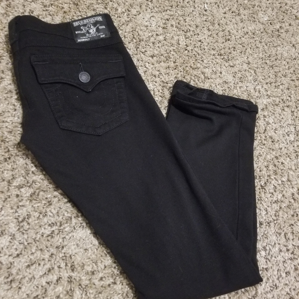 True Religion Women's Black Billy Straight Jeans